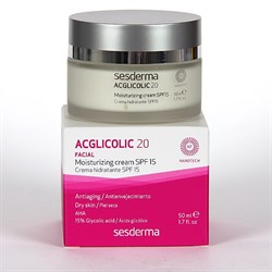 Sesderma Acglicolic 20 Facial Moisturizing Cream SPF 15 – Крем увлажняющий с гликолевой кислотой СЗФ 15 Агликолик 20, 50 мл 40000012 - фото 12927